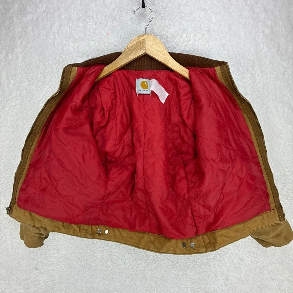 Carhartt‎ Detroit Jacket Quilt Lined Youth Medium Y20 BRN Brown Red Lining